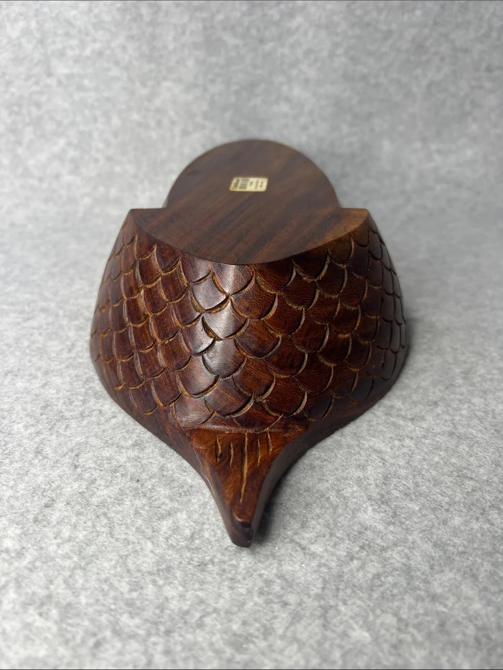Crate&Barrel Vintage MCM Brown Acorn Wood Divided Serving Dish 12